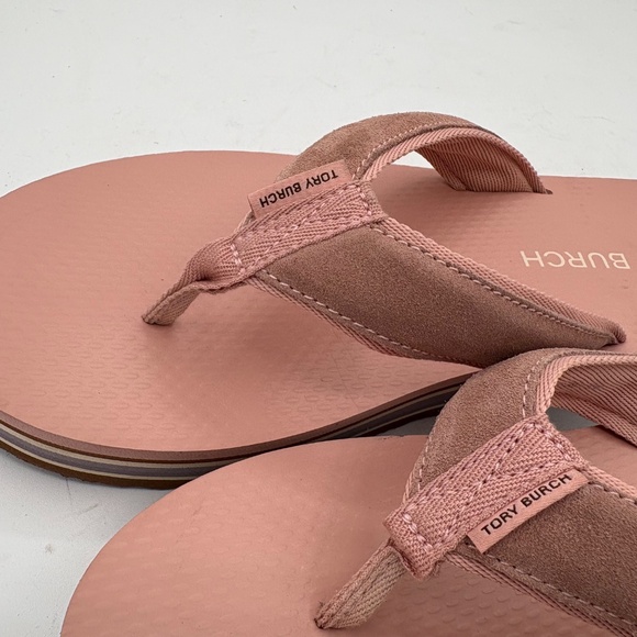 Tory Burch 70s Style Platform Flip Flops Sandals Sz 13 Pink Blush Suede - Picture 7 of 11